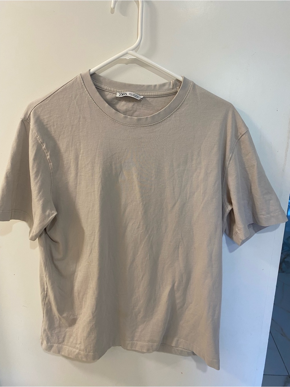 Zara Men Tan Crewneck T-Shirt